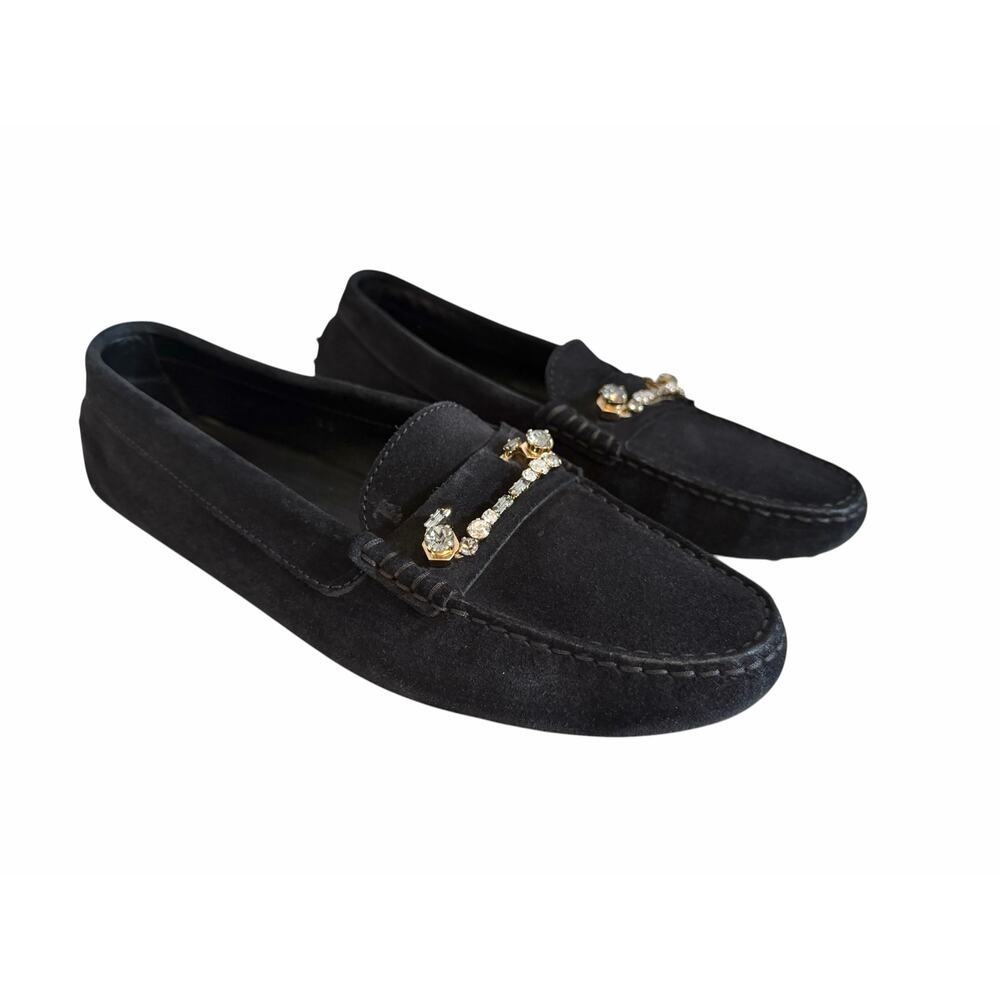 Tod's Women's Balck Suede Rhinestone Driving Shoes sz 40/ 9 - Picture 2 of 9